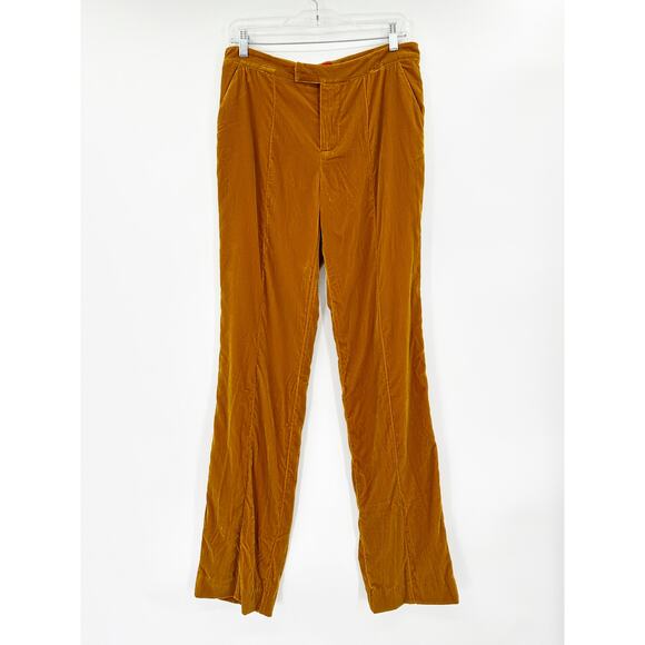 STAUD Tosca Pants in Ocher Yellow Marigold Velvet Trousers 6 NWT - Picture 2 of 7